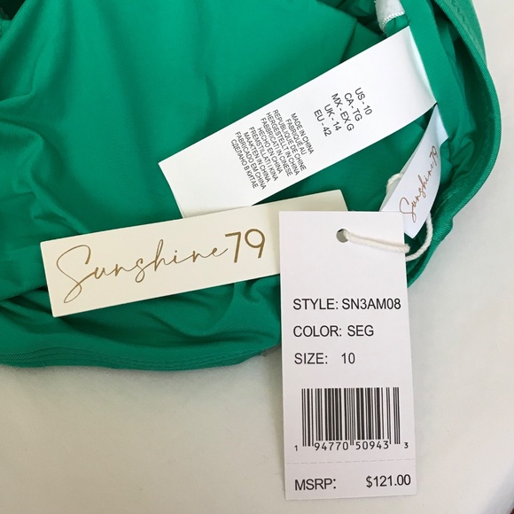 SUNSHINE 79 One Piece Swimsuit High Neck Gypset Solids Green Women’s Size 10 - Picture 8 of 15